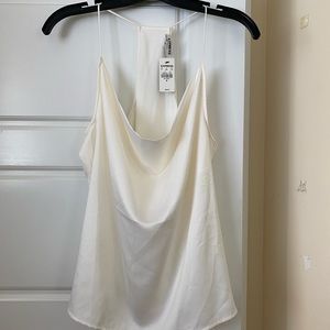 Satin Cowl Neck Racer Back Top